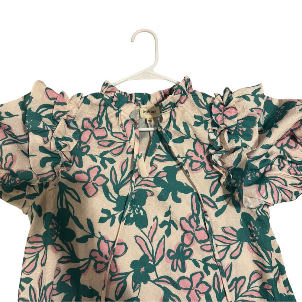 Peach Love California Floral Maxi Dress - Pink and Green